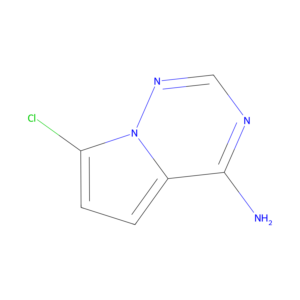 7-Chloropyrrolo[2,1-f][1,2,4]triazin-4-amine molecular structure, CAS 1497424-16-4
