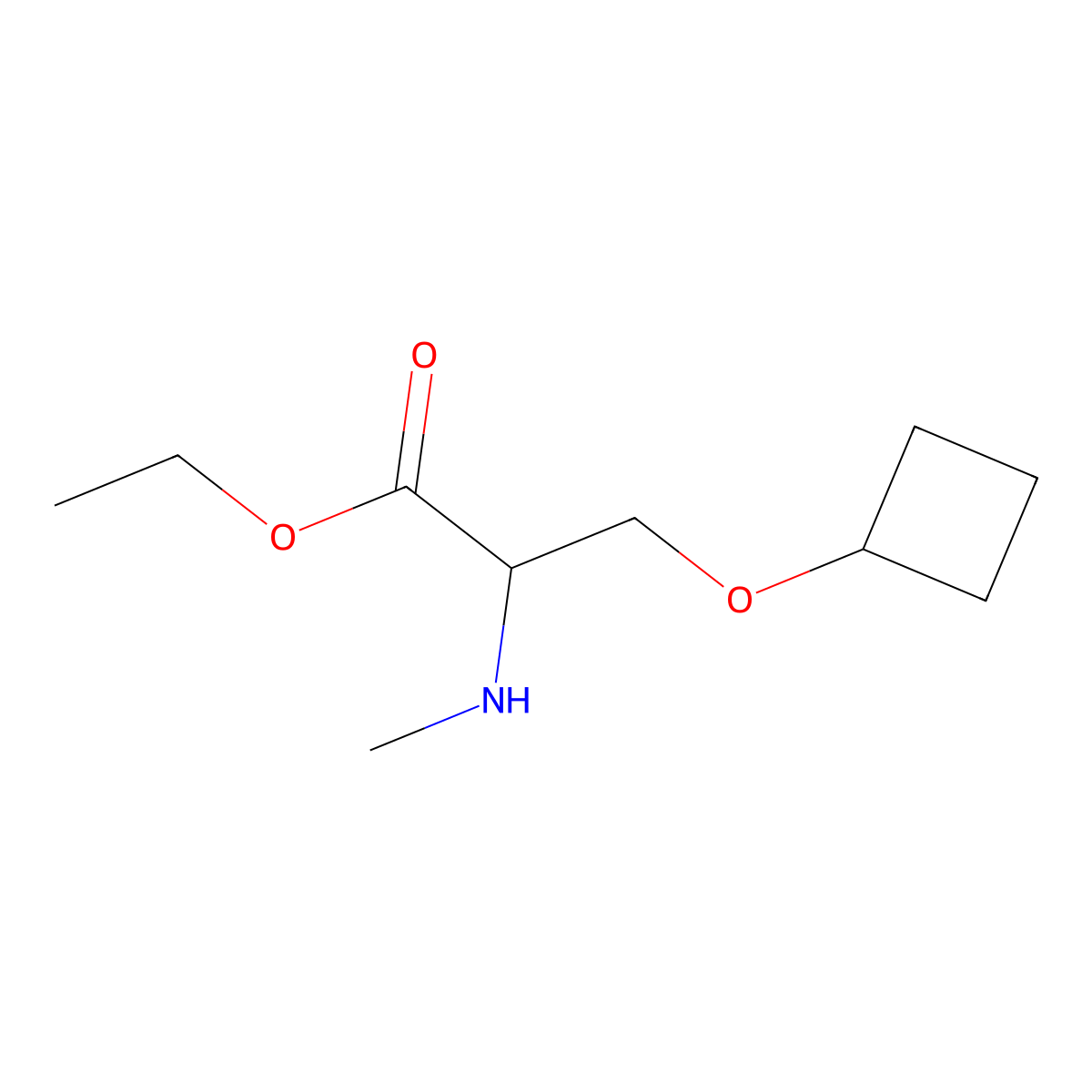 Ethyl 3-cyclobutoxy-2-(methylamino)propanoate molecular structure, CAS 1497425-57-6