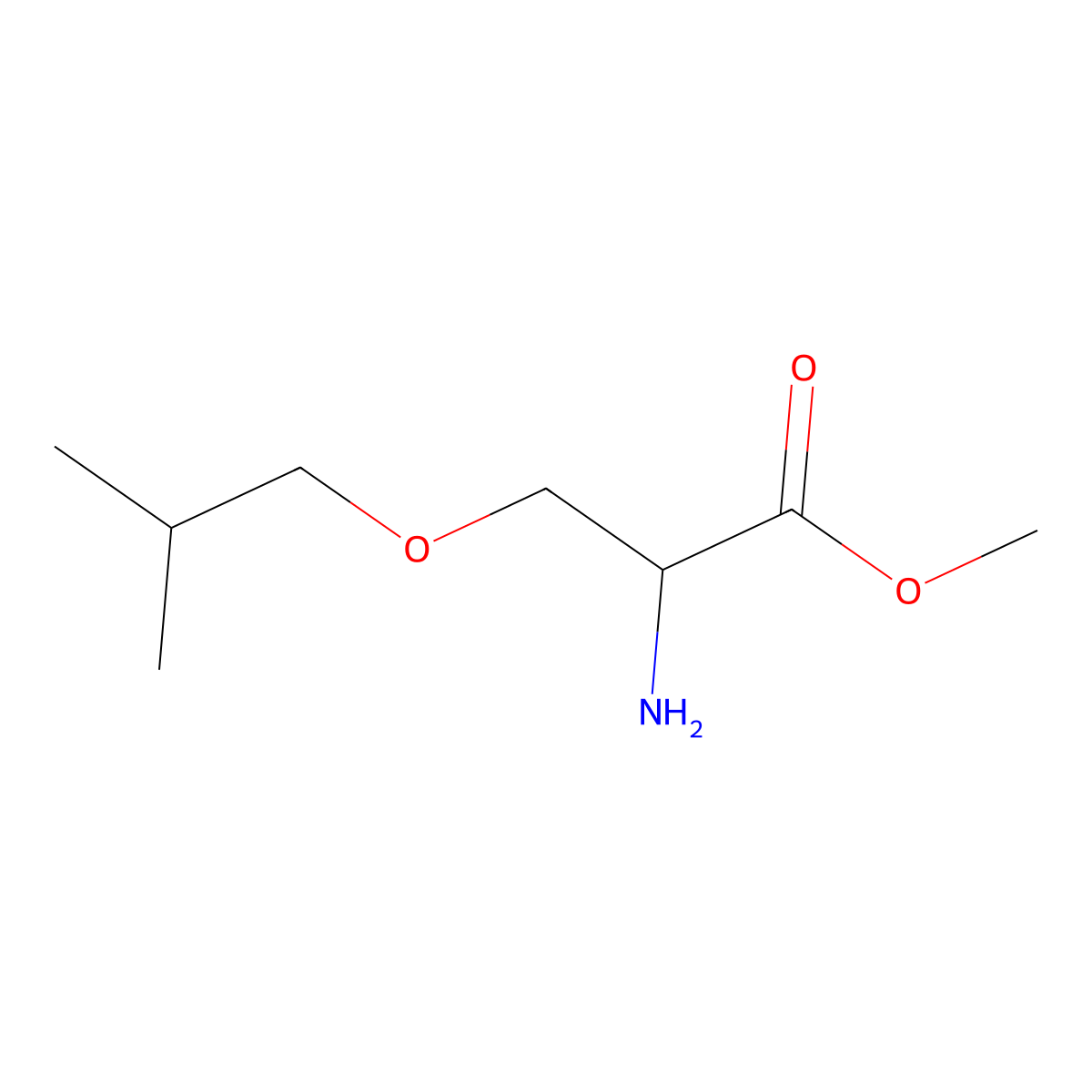 methyl (2S)-2-amino-3-(2-methylpropoxy)propanoate molecular structure, CAS 1497426-18-2
