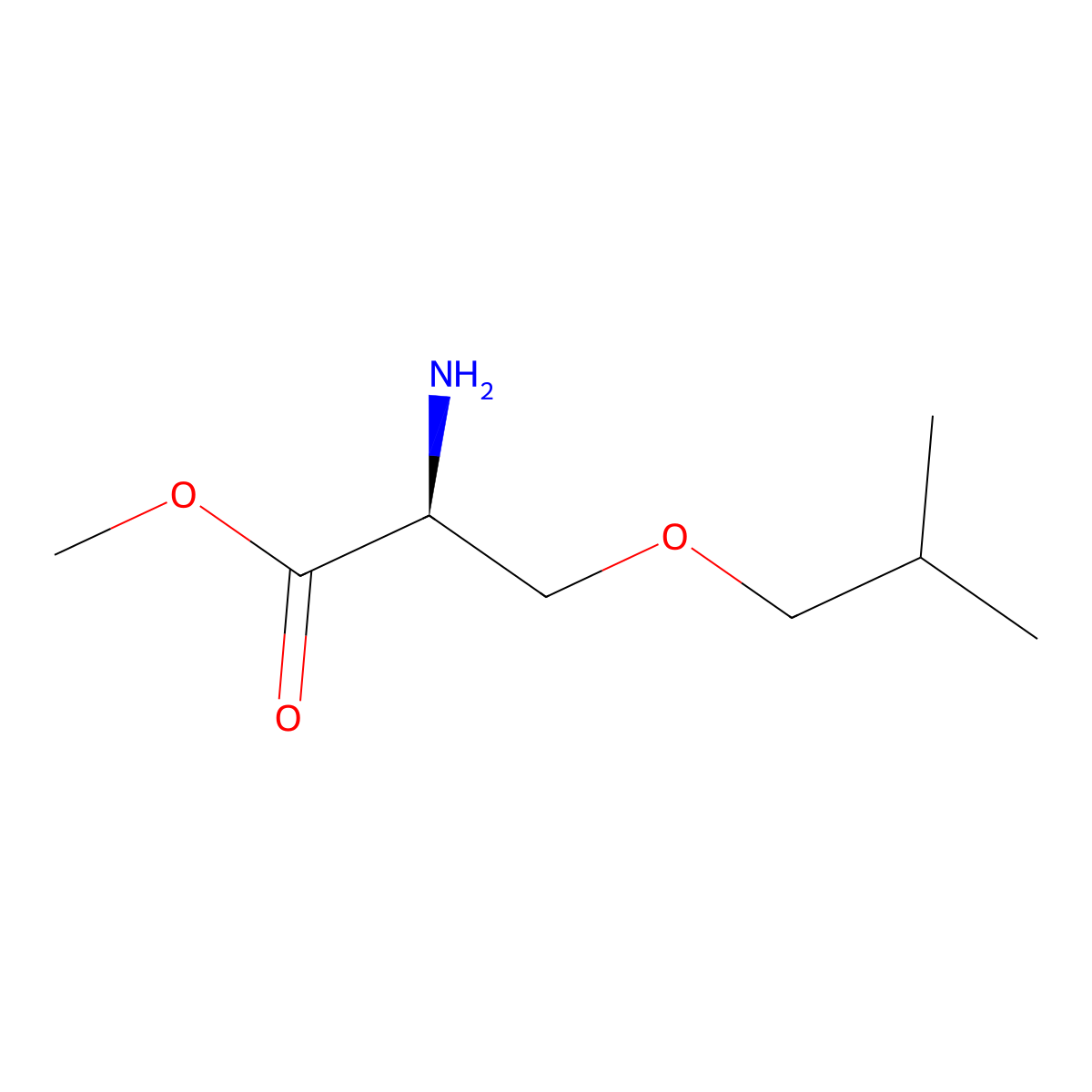 methyl (2S)-2-amino-3-(2-methylpropoxy)propanoate molecular structure, CAS 1497426-18-2