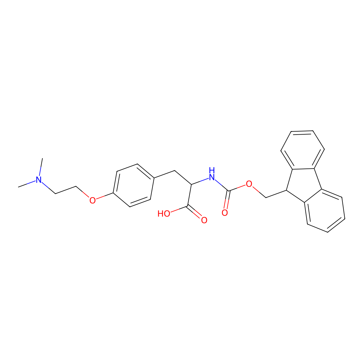 (S)-2-((((9H-Fluoren-9-yl)methoxy)carbonyl)amino)-3-(4-(2-(dimethylamino)ethoxy)phenyl)propanoic acid molecular structure, CAS 1497428-31-5