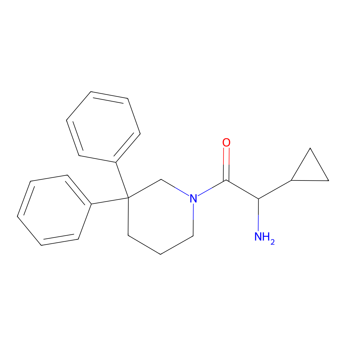 (2S)-2-amino-2-cyclopropyl-1-(3,3-diphenylpiperidin-1-yl)ethanone molecular structure, CAS 1497439-74-3