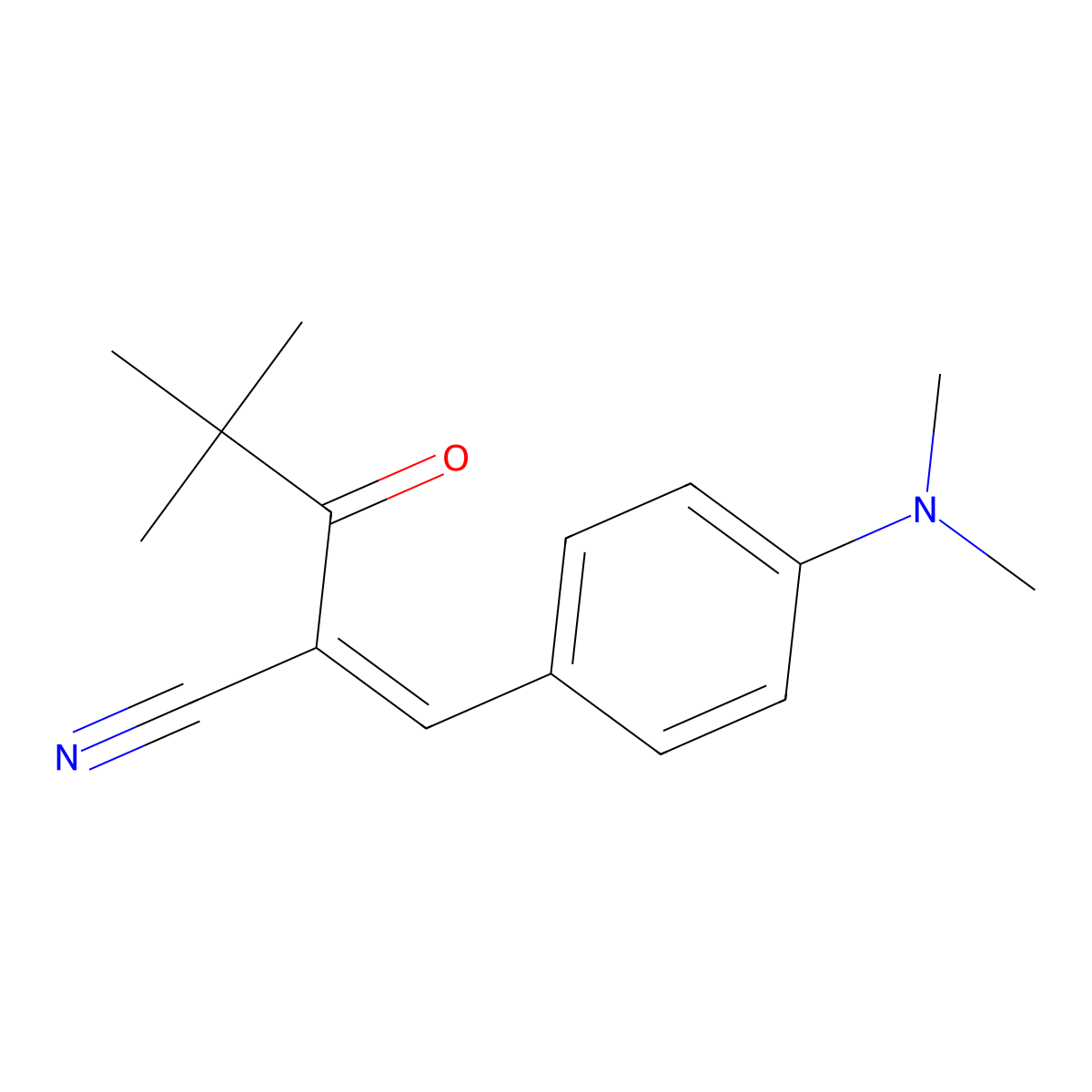 3-(4-(Dimethylamino)phenyl)-2-(2,2-dimethylpropanoyl)prop-2-enenitrile molecular structure, CAS 1497445-43-8