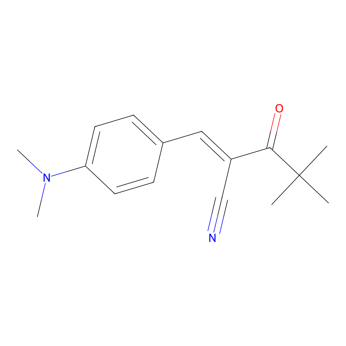 3-(4-(Dimethylamino)phenyl)-2-(2,2-dimethylpropanoyl)prop-2-enenitrile molecular structure, CAS 1497445-43-8