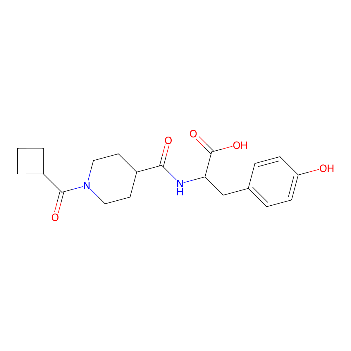N-{[1-(cyclobutylcarbonyl)-4-piperidinyl]carbonyl}-L-tyrosine molecular structure, CAS 1497446-23-7