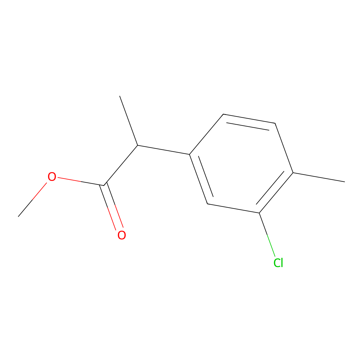 Methyl 2-(3-chloro-4-methylphenyl)propanoate molecular structure, CAS 149758-03-2