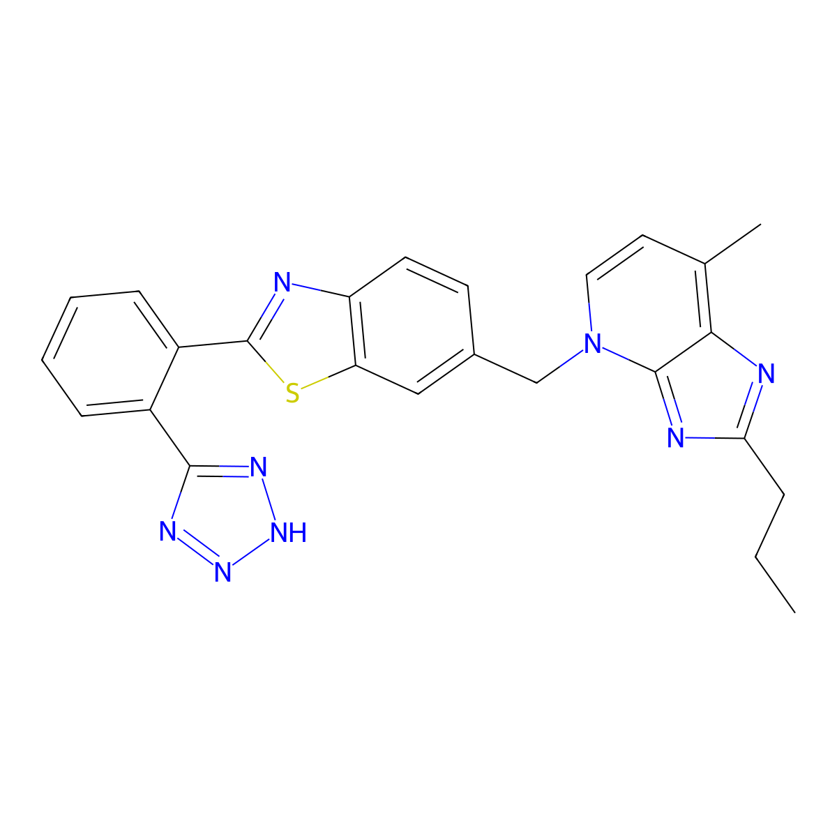 6-[(7-methyl-2-propylimidazo[4,5-b]pyridin-4-yl)methyl]-2-[2-(2H-tetrazol-5-yl)phenyl]-1,3-benzothiazole molecular structure, CAS 149760-98-5