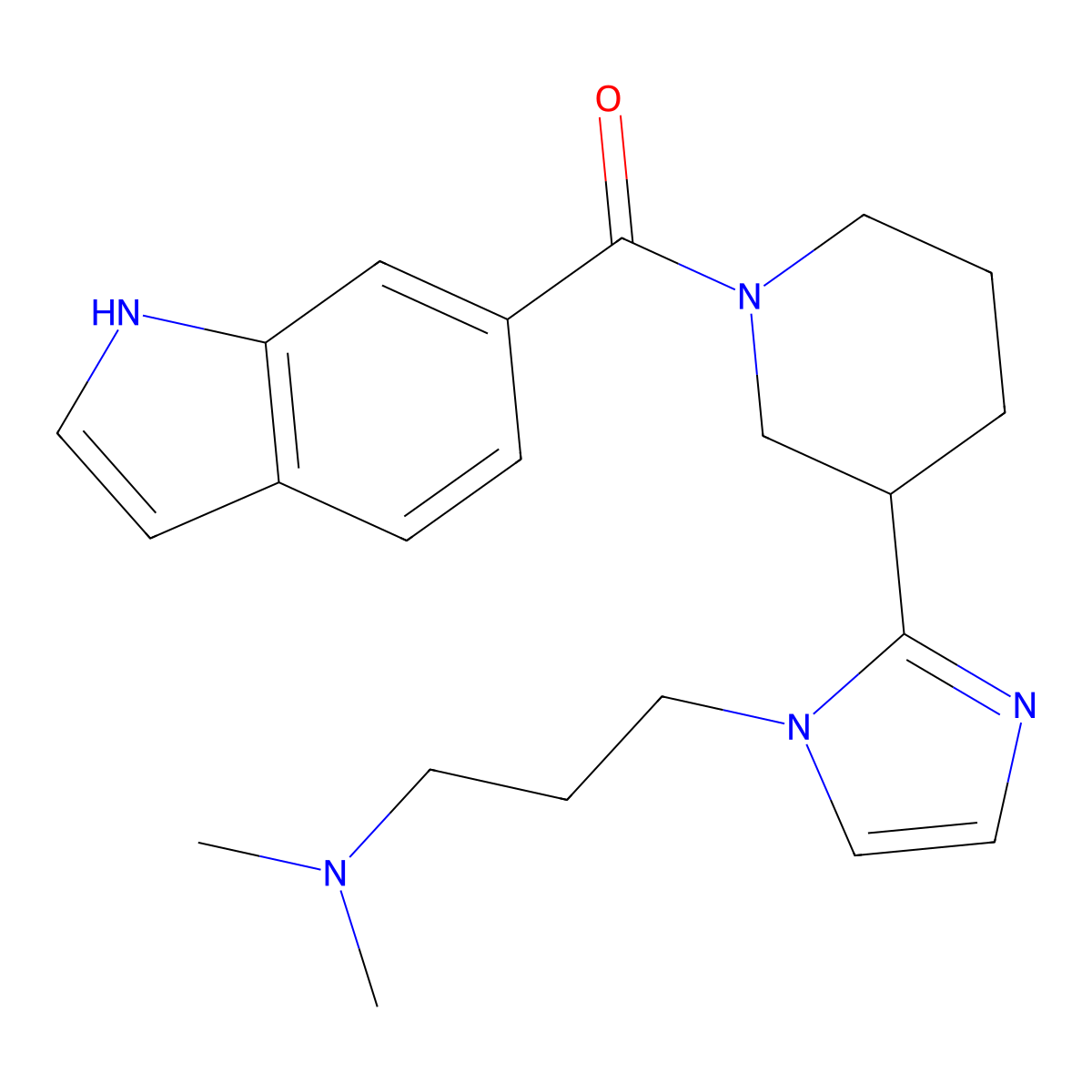 [3-[1-[3-(Dimethylamino)propyl]-2-imidazolyl]-1-piperidinyl](6-indolyl)methanone molecular structure, CAS 1497695-01-8