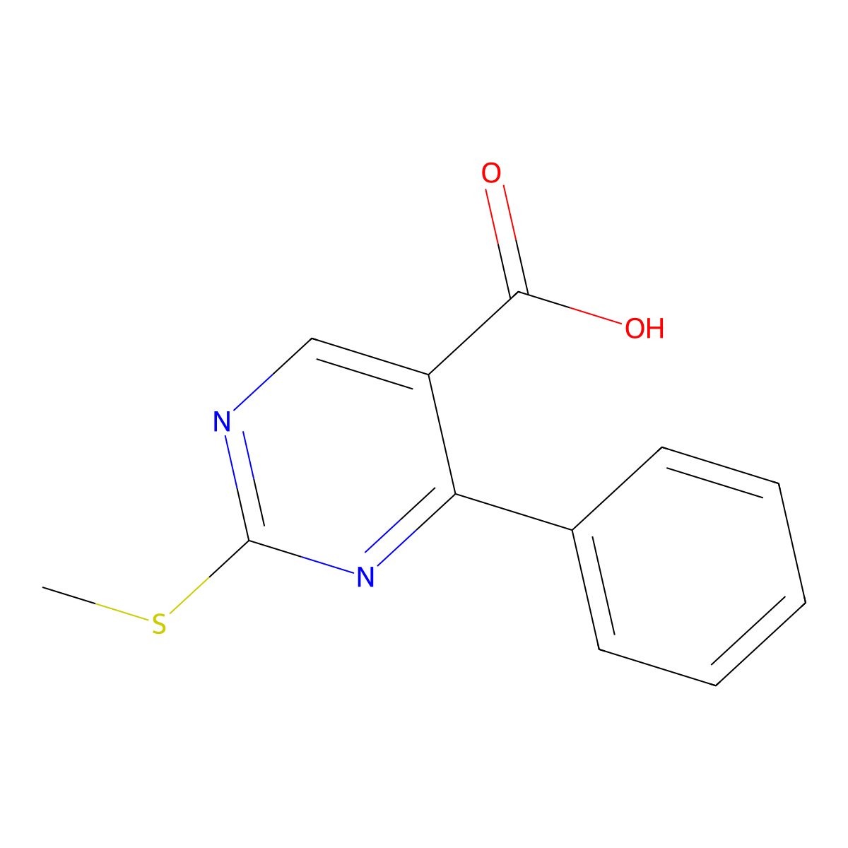 2-(Methylthio)-4-phenylpyrimidine-5-carboxylic acid molecular structure, CAS 149771-15-3