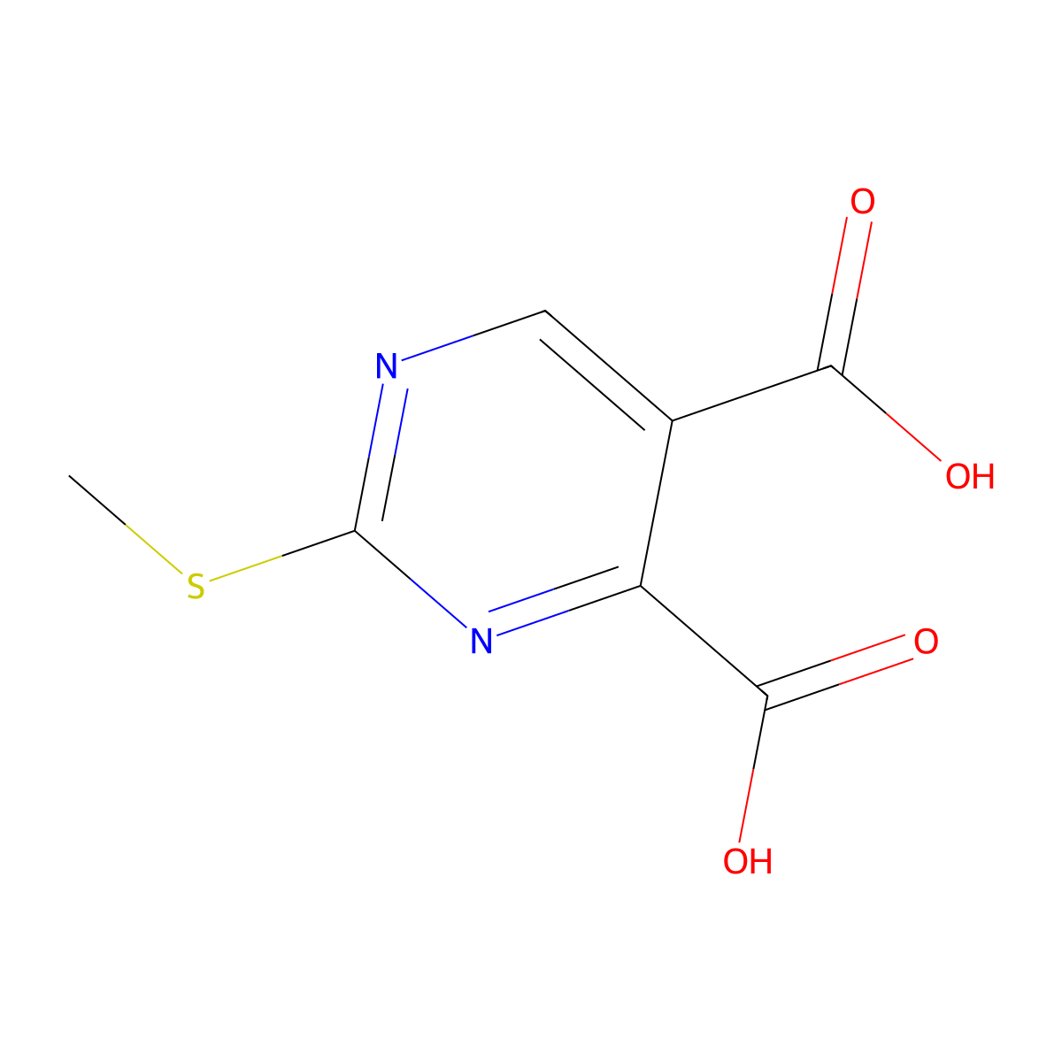 2-(Methylthio)-4,5-pyrimidinedicarboxylic acid molecular structure, CAS 149771-16-4