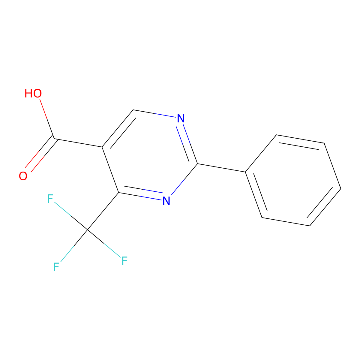 2-phenyl-4-(trifluoromethyl)pyrimidine-5-carboxylic Acid molecular structure, CAS 149771-25-5