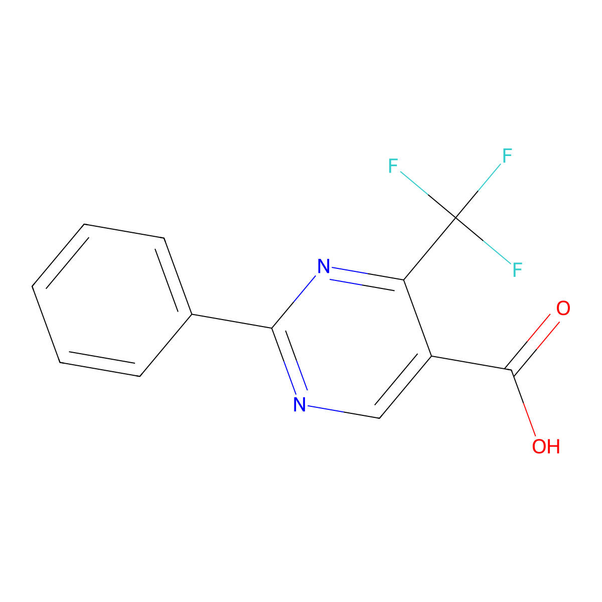 2-phenyl-4-(trifluoromethyl)pyrimidine-5-carboxylic Acid molecular structure, CAS 149771-25-5