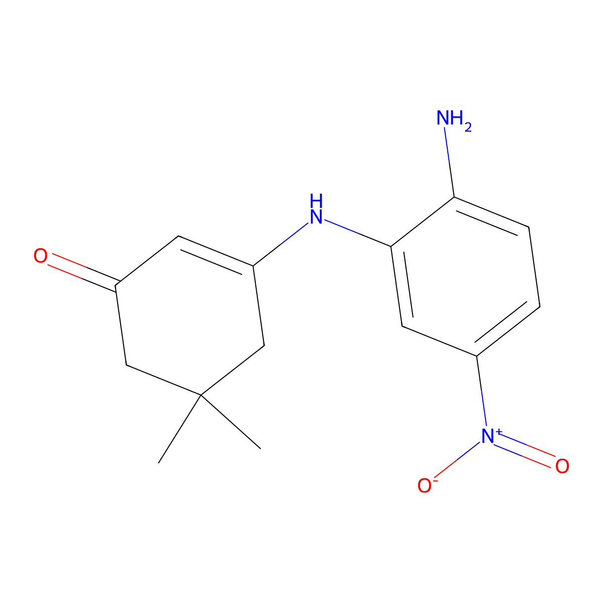 3-(2-Amino-5-nitroanilino)-5,5-dimethylcyclohex-2-en-1-one molecular structure, CAS 149774-57-2