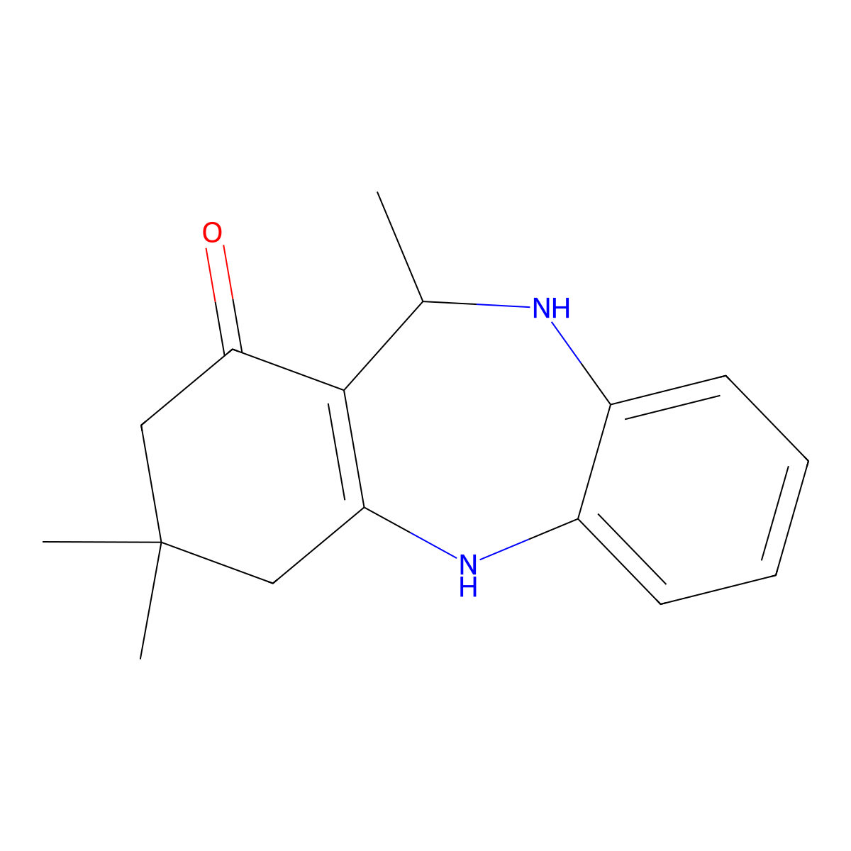 3,3,11-trimethyl-2,3,4,5,10,11-hexahydro-1H-dibenzo[b,e][1,4]diazepin-1-one molecular structure, CAS 149774-58-3
