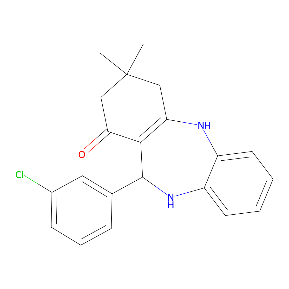6-(3-chlorophenyl)-9,9-dimethyl-6,8,10,11-tetrahydro-5H-benzo[b][1,4]benzodiazepin-7-one molecular structure, CAS 149774-59-4