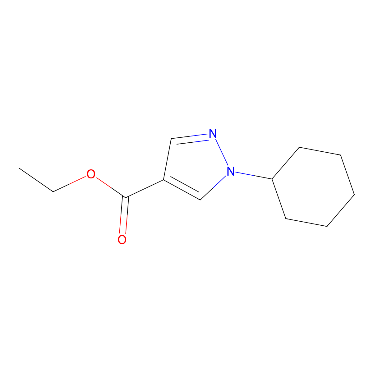 Ethyl 1-cyclohexyl-1H-pyrazole-4-carboxylate molecular structure, CAS 1497762-78-3