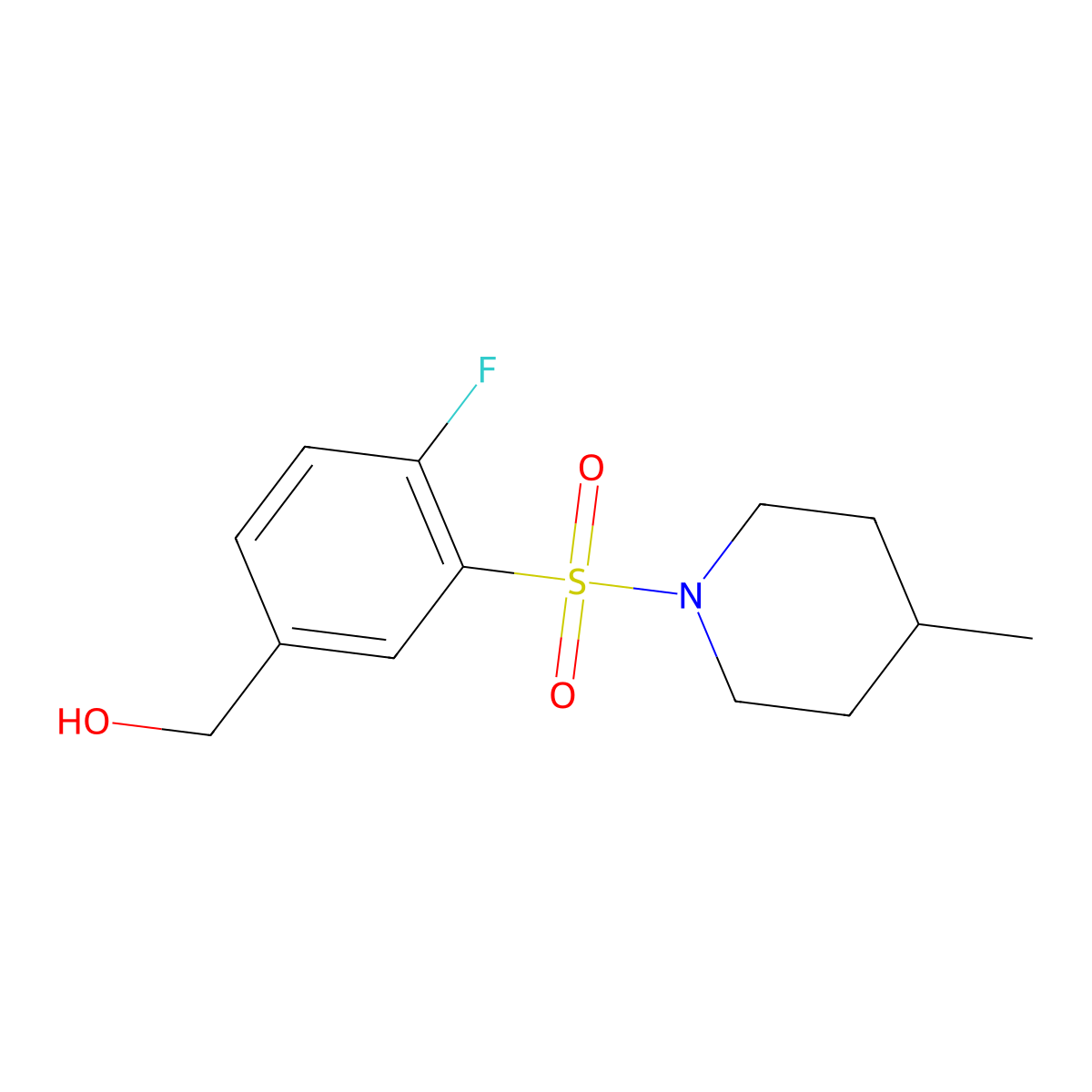 {4-Fluoro-3-[(4-methylpiperidin-1-yl)sulfonyl]phenyl}methanol molecular structure, CAS 1497773-50-8