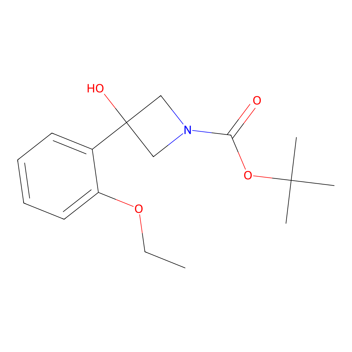 Tert-butyl 3-(2-ethoxyphenyl)-3-hydroxyazetidine-1-carboxylate molecular structure, CAS 1497793-50-6