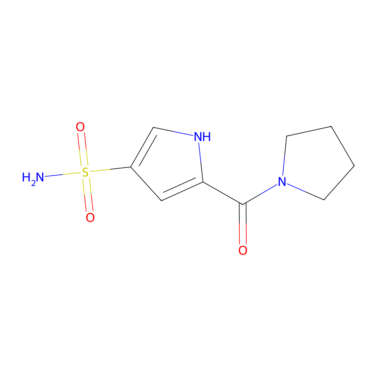5-(pyrrolidine-1-carbonyl)-1H-pyrrole-3-sulfonamide molecular structure, CAS 1497805-13-6