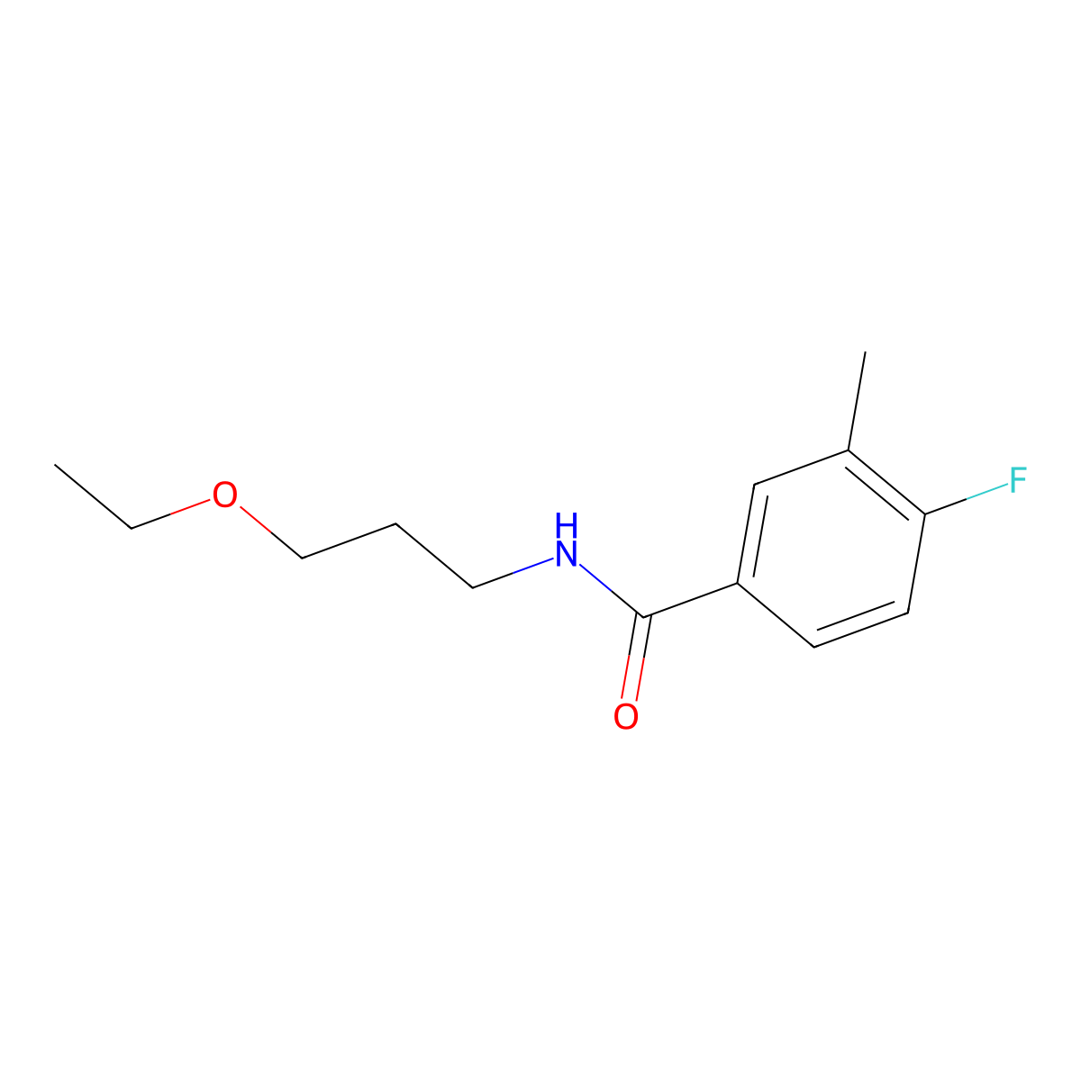 N-(3-ethoxypropyl)-4-fluoro-3-methylbenzamide molecular structure, CAS 1497817-74-9