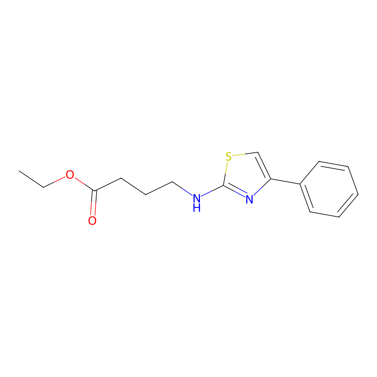 Ethyl 4-[(4-phenyl-1,3-thiazol-2-yl)amino]butanoate molecular structure, CAS 1497825-38-3