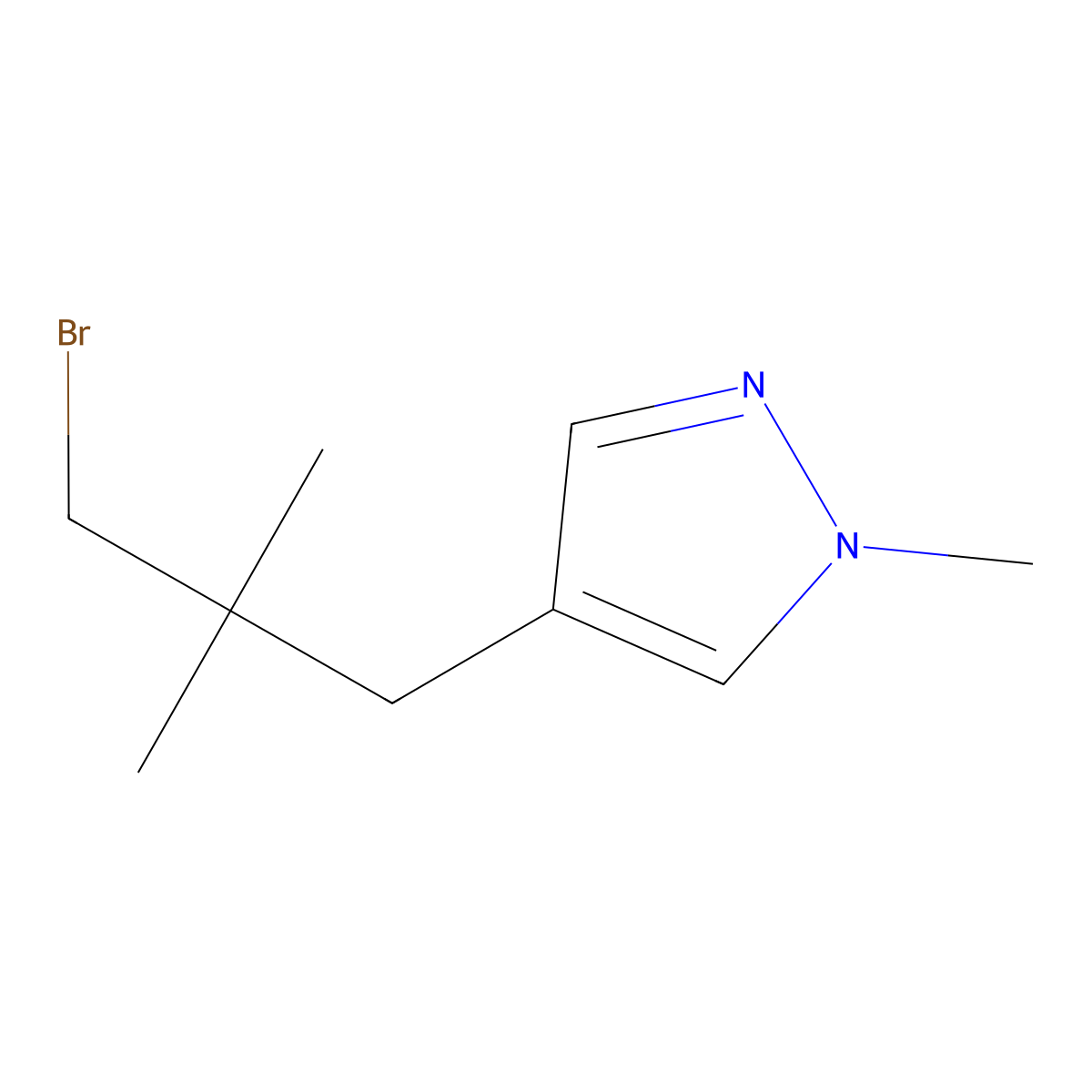 4-(3-bromo-2,2-dimethylpropyl)-1-methyl-1H-pyrazole molecular structure, CAS 1497844-07-1