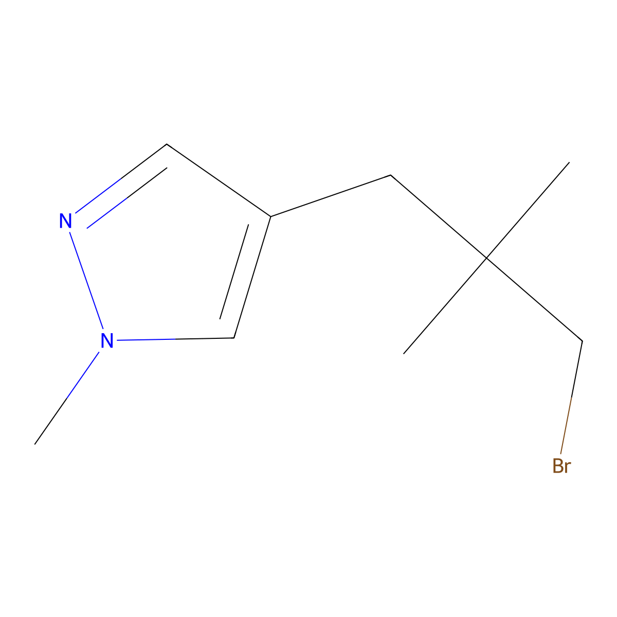 4-(3-bromo-2,2-dimethylpropyl)-1-methyl-1H-pyrazole molecular structure, CAS 1497844-07-1