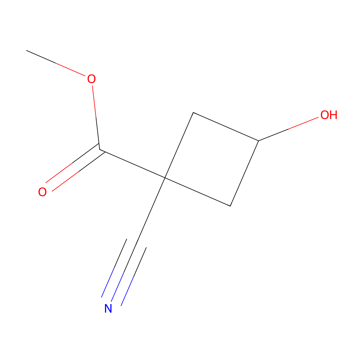 Methyl 1-cyano-3-hydroxycyclobutane-1-carboxylate molecular structure, CAS 1497856-61-7