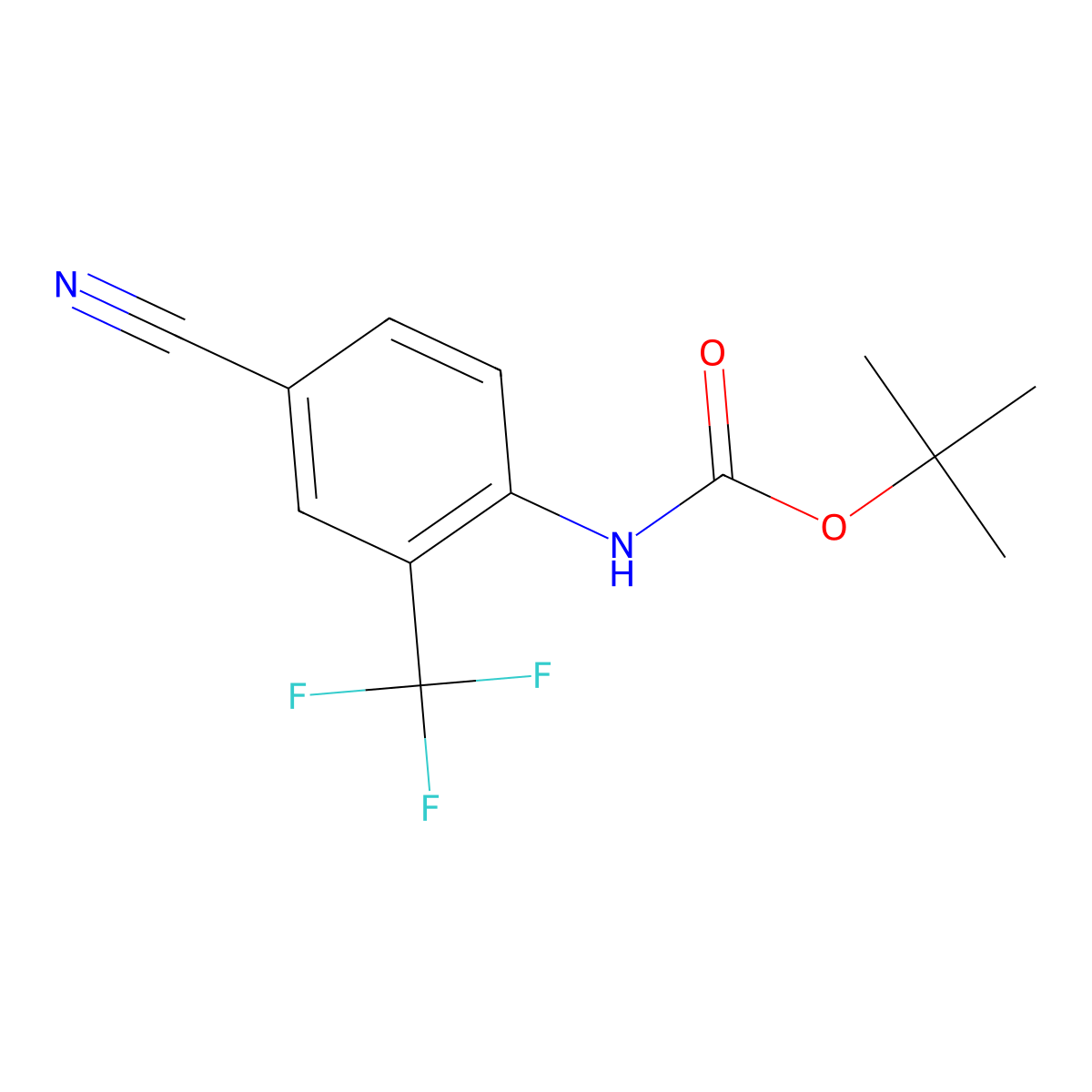 tert-butyl N-[4-cyano-2-(trifluoromethyl)phenyl]carbamate molecular structure, CAS 1497876-10-4