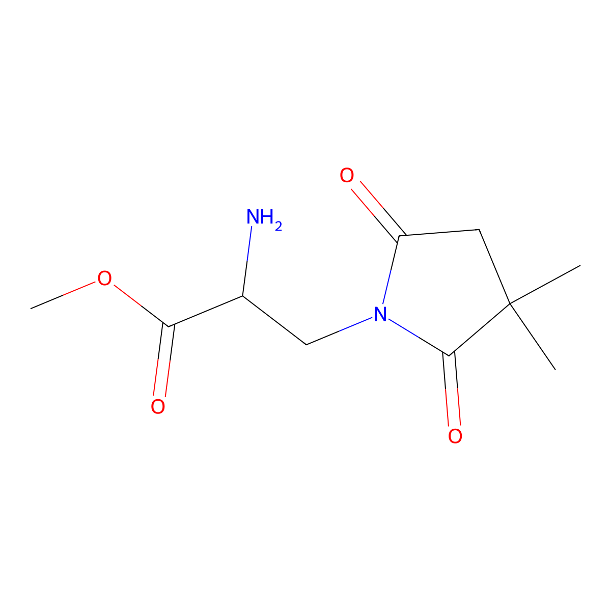 Methyl 2-amino-3-(3,3-dimethyl-2,5-dioxopyrrolidin-1-yl)propanoate molecular structure, CAS 1497878-95-1