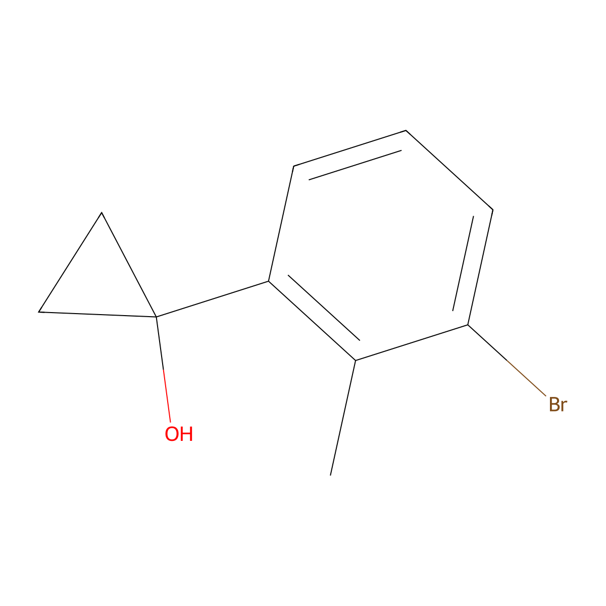 1-(3-Bromo-2-methylphenyl)cyclopropan-1-ol molecular structure, CAS 1497884-80-6