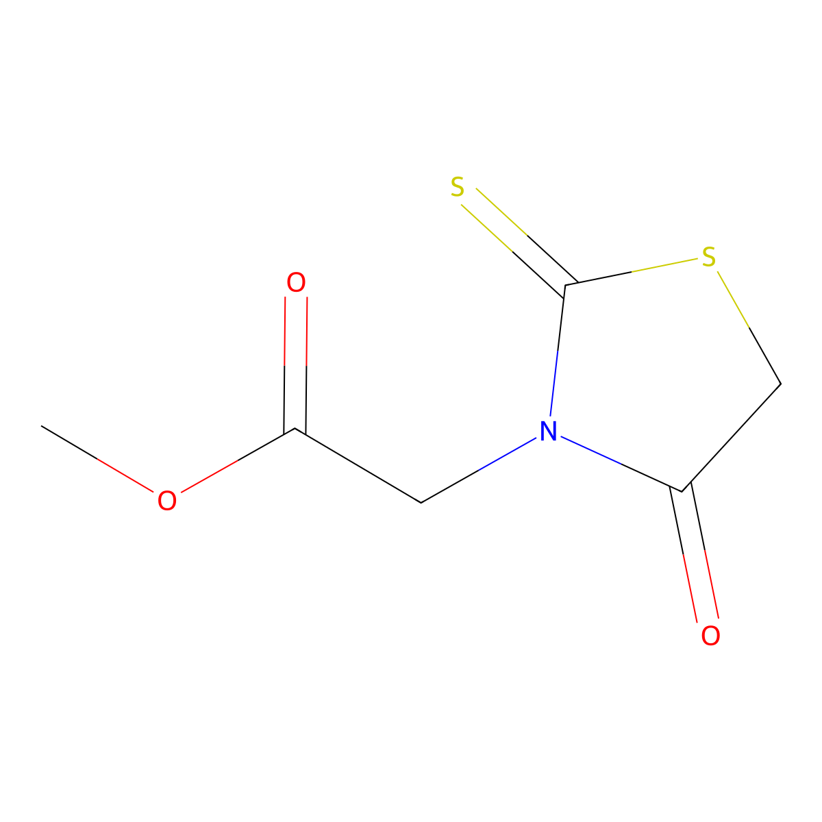 Methyl 2-(4-oxo-2-sulfanylidene-1,3-thiazolidin-3-yl)acetate molecular structure, CAS 149789-77-5