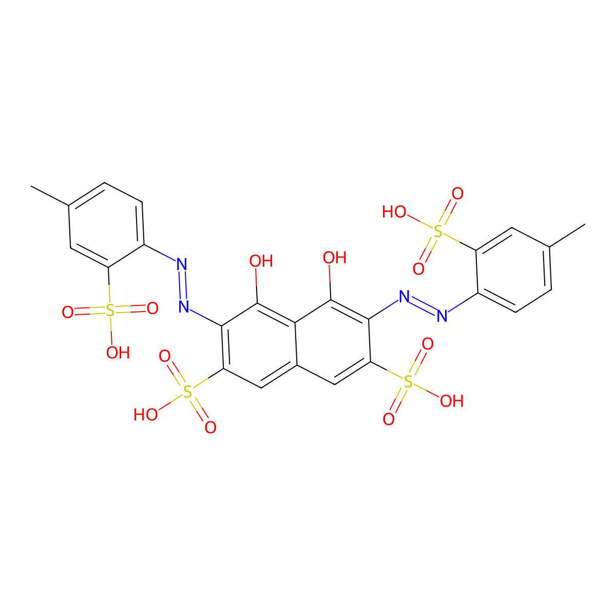 4,5-Dihydroxy-3,6-bis(2-(4-methyl-2-sulfophenyl)diazenyl)-2,7-naphthalenedisulfonic acid molecular structure, CAS 14979-11-4
