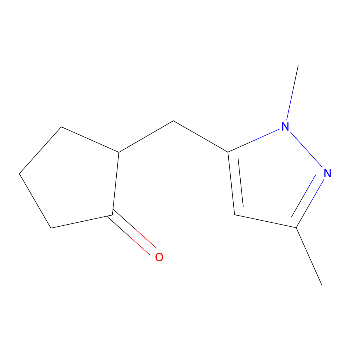 2-[(1,3-dimethyl-1H-pyrazol-5-yl)methyl]cyclopentan-1-one molecular structure, CAS 1497927-18-0