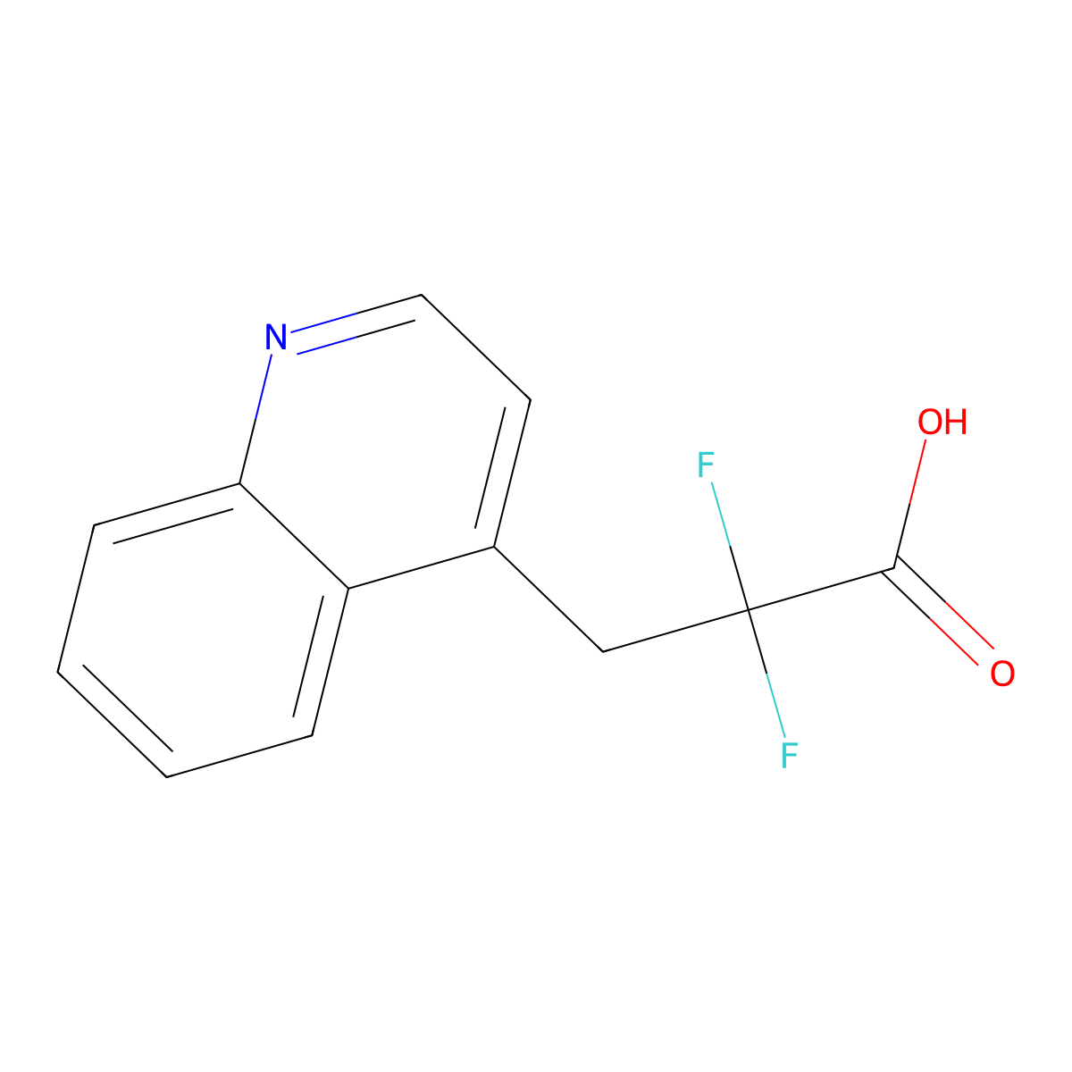 2,2-Difluoro-3-(quinolin-4-yl)propanoic acid molecular structure, CAS 1497933-20-6