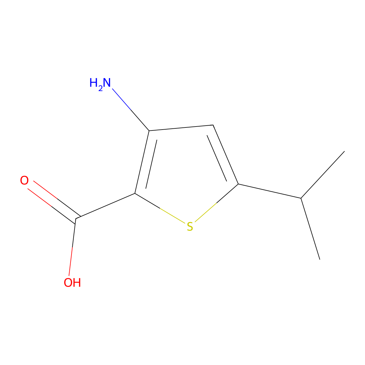 3-Amino-5-(propan-2-yl)thiophene-2-carboxylic acid molecular structure, CAS 1497940-11-0