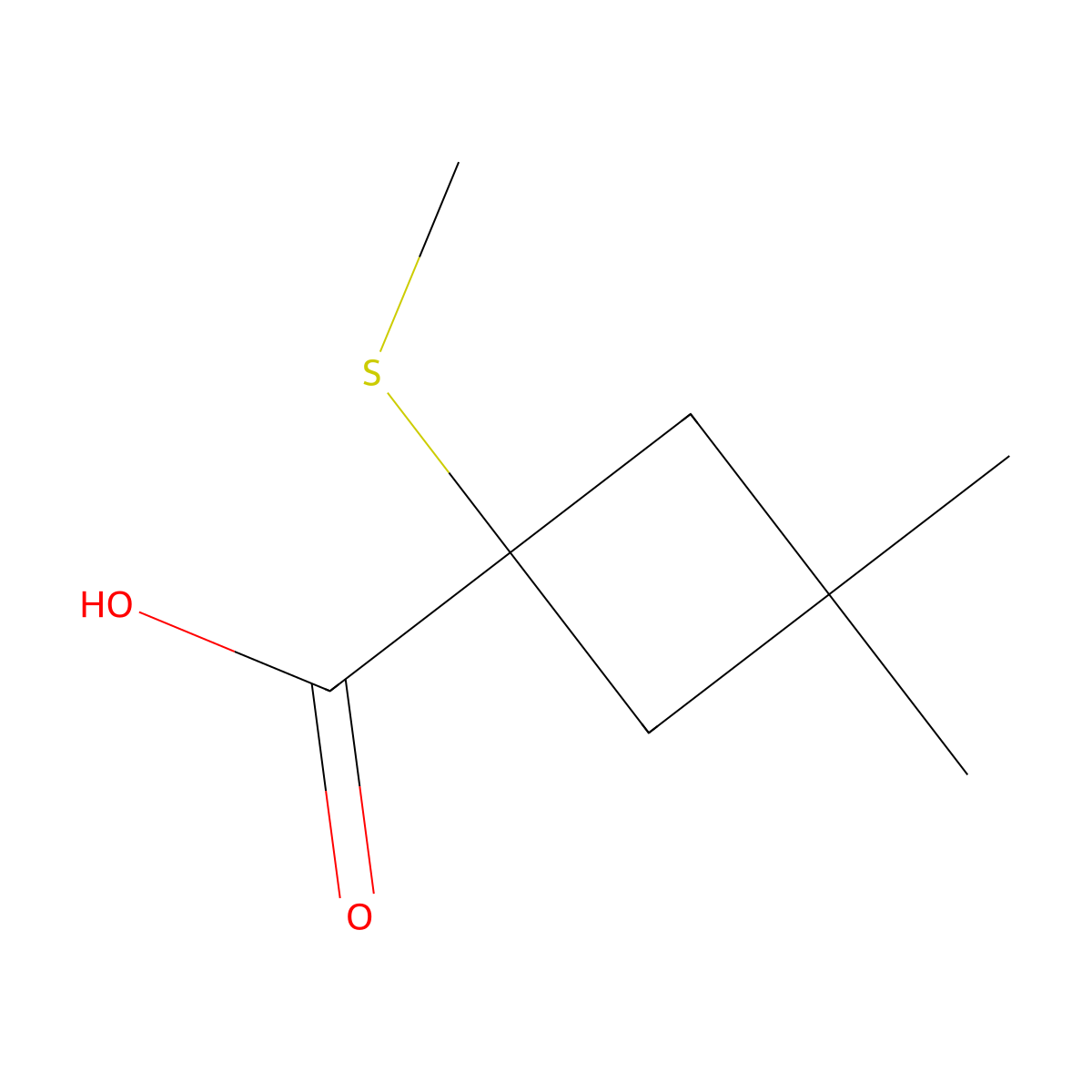 3,3-Dimethyl-1-(methylsulfanyl)cyclobutane-1-carboxylic acid molecular structure, CAS 1497985-18-8