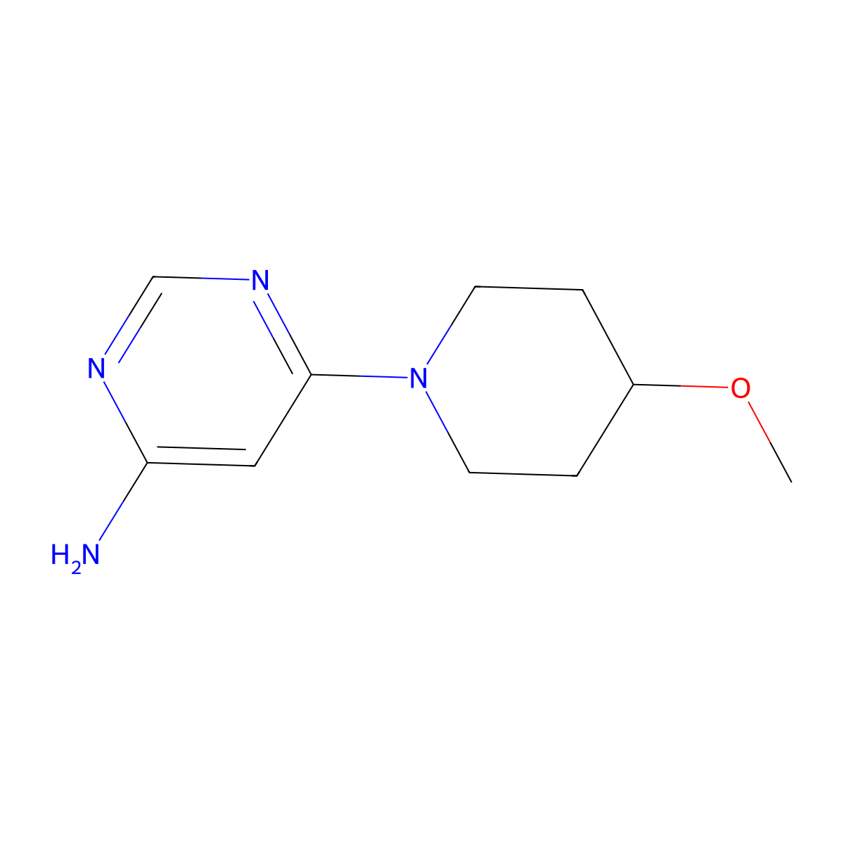 6-(4-Methoxypiperidin-1-yl)pyrimidin-4-amine molecular structure, CAS 1497993-64-2