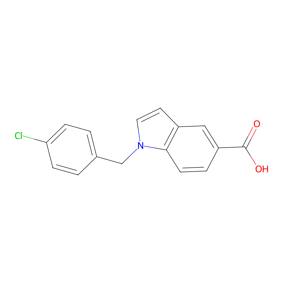 1-(4-chlorobenzyl)-1H-indole-5-carboxylic acid molecular structure, CAS 1498014-93-9