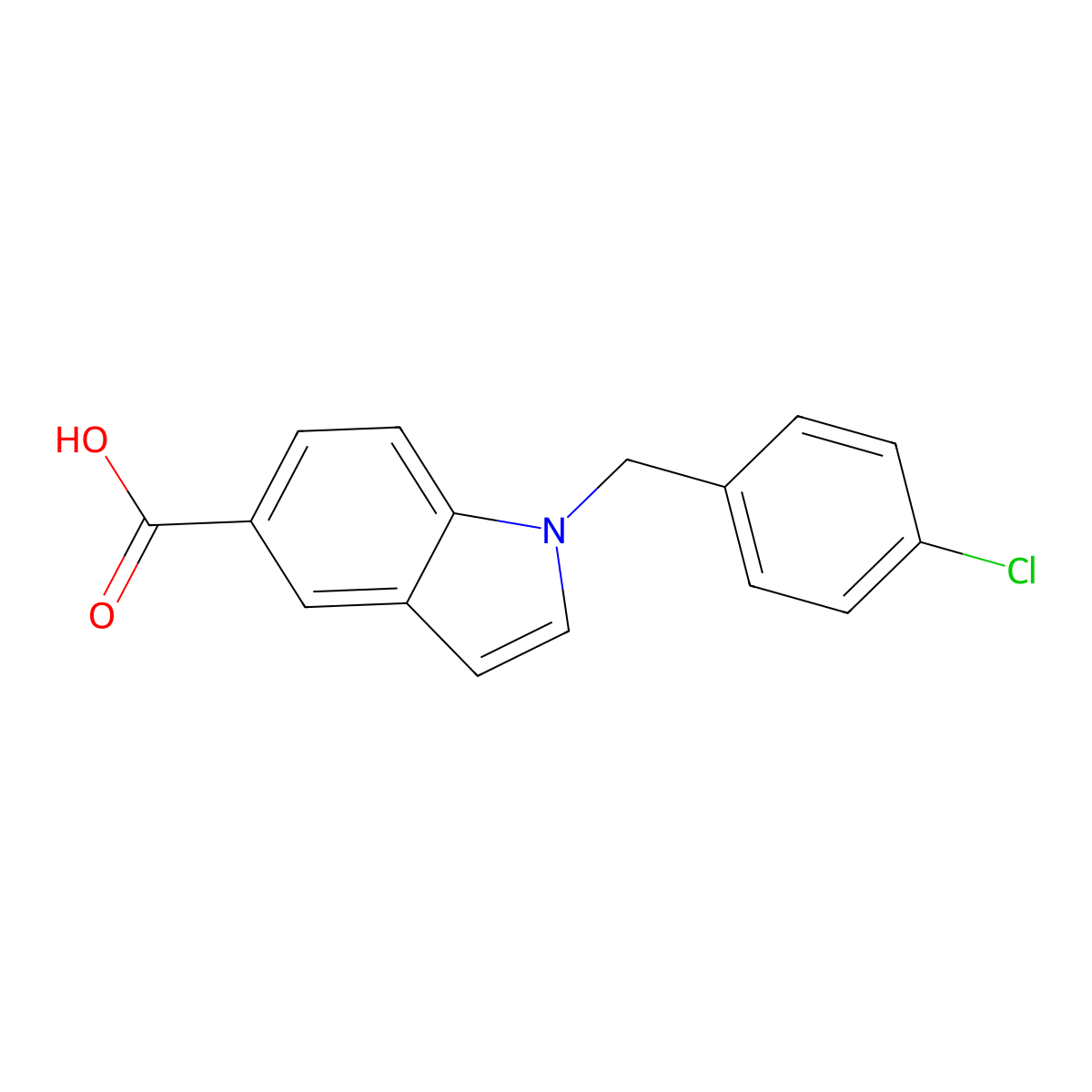1-(4-chlorobenzyl)-1H-indole-5-carboxylic acid molecular structure, CAS 1498014-93-9