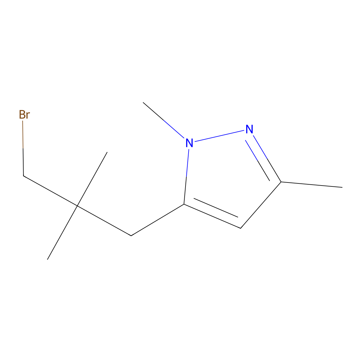 5-(3-bromo-2,2-dimethylpropyl)-1,3-dimethyl-1H-pyrazole molecular structure, CAS 1498032-59-9