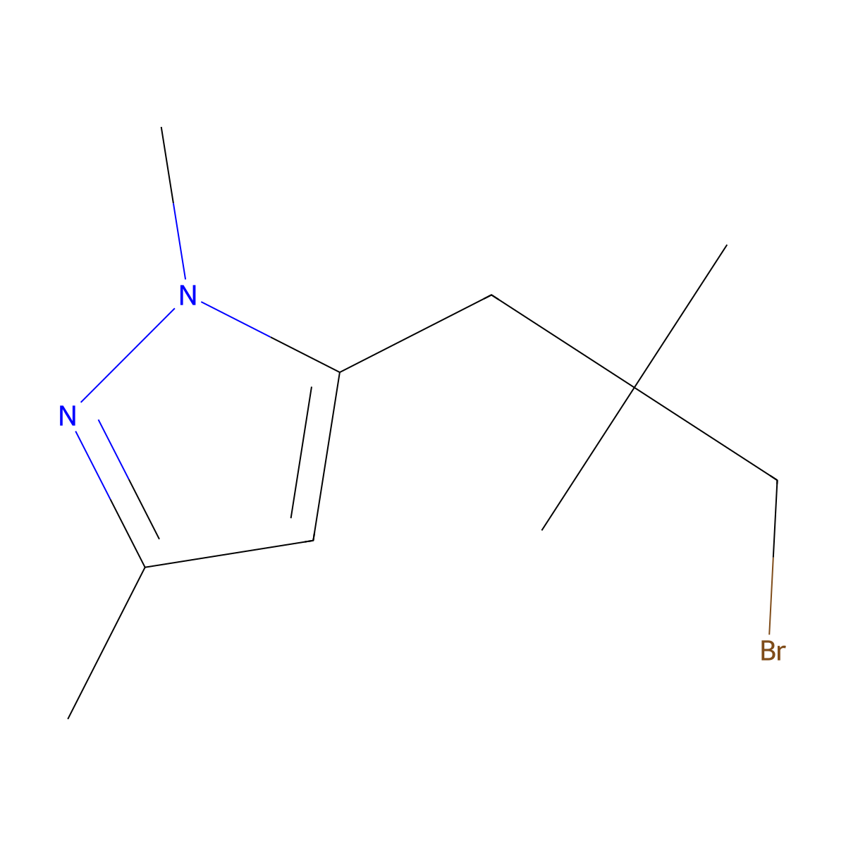 5-(3-bromo-2,2-dimethylpropyl)-1,3-dimethyl-1H-pyrazole molecular structure, CAS 1498032-59-9