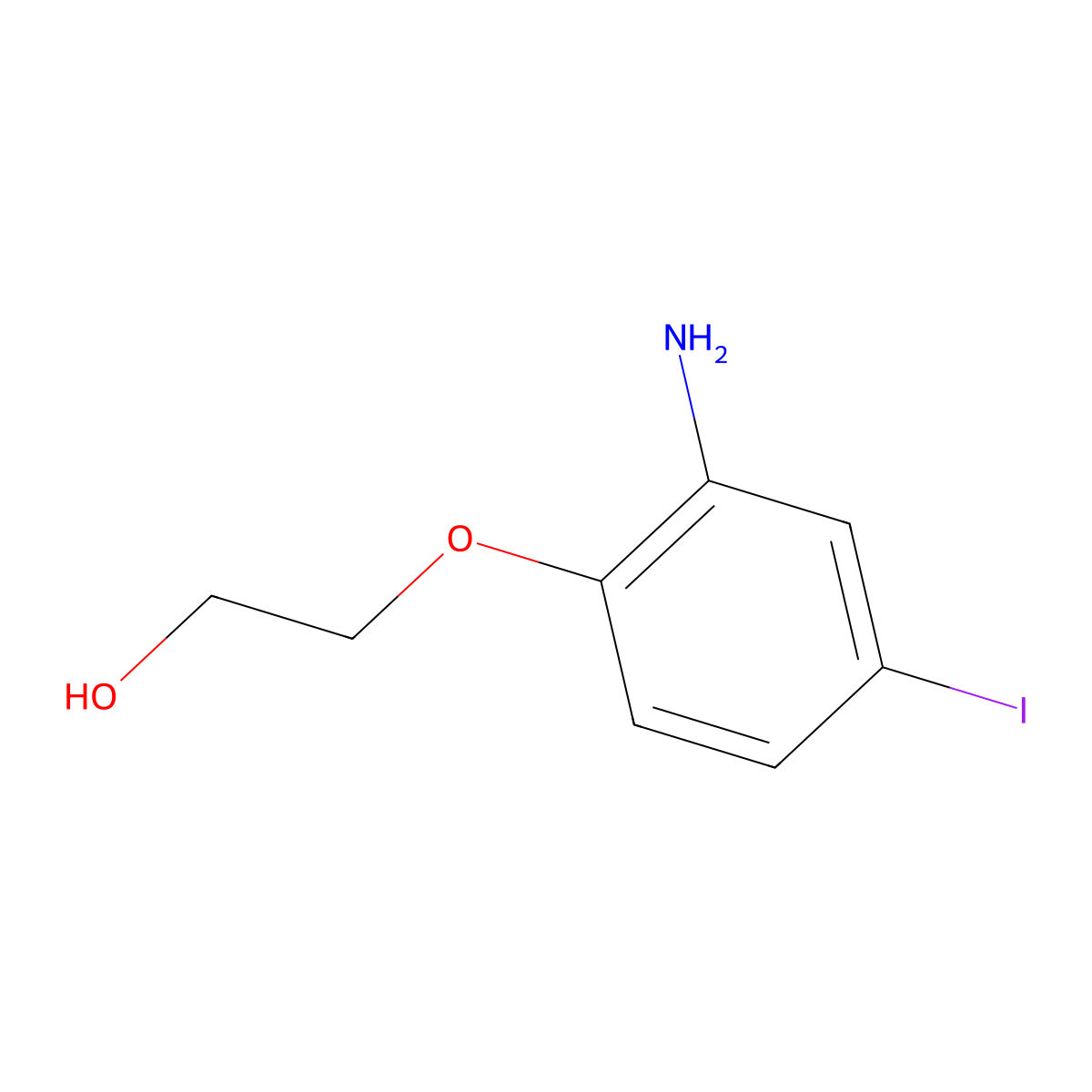 2-(2-Amino-4-iodophenoxy)ethan-1-ol molecular structure, CAS 1498044-44-2