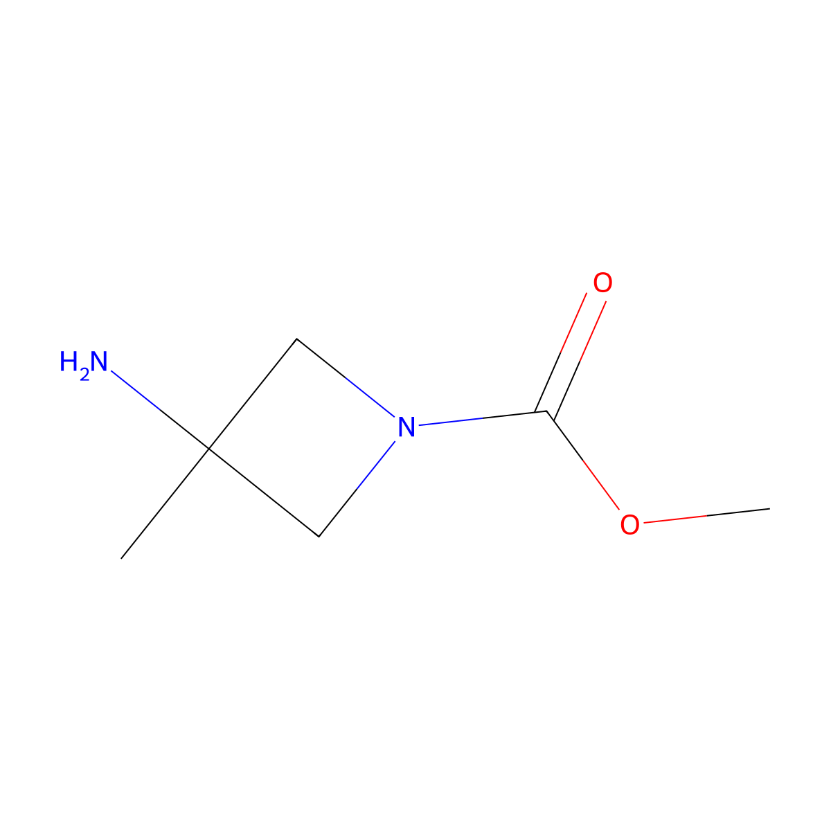 Methyl 3-amino-3-methyl-azetidine-1-carboxylate molecular structure, CAS 1498072-88-0