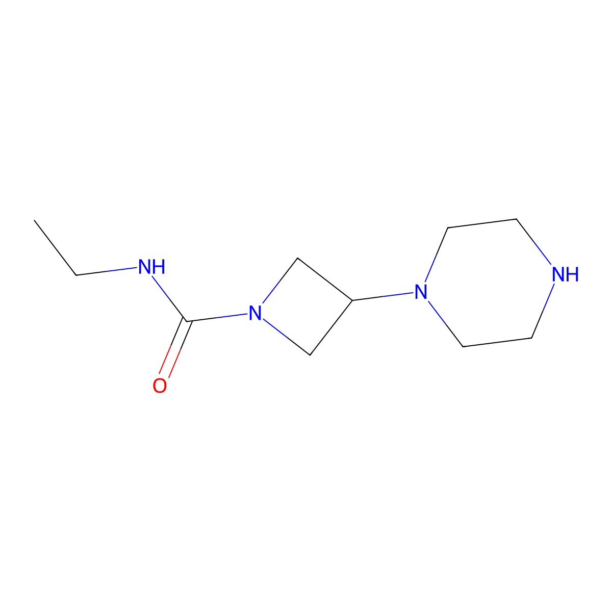 n-Ethyl-3-(piperazin-1-yl)azetidine-1-carboxamide molecular structure, CAS 1498076-29-1