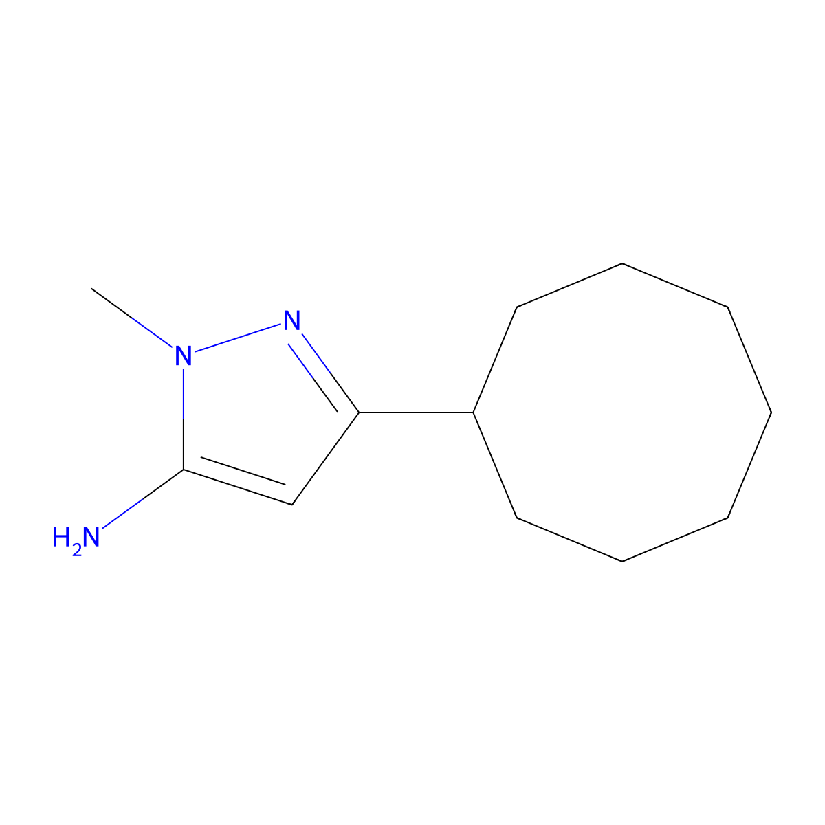 3-Cyclooctyl-1-methyl-1h-pyrazol-5-amine molecular structure, CAS 1498085-99-6