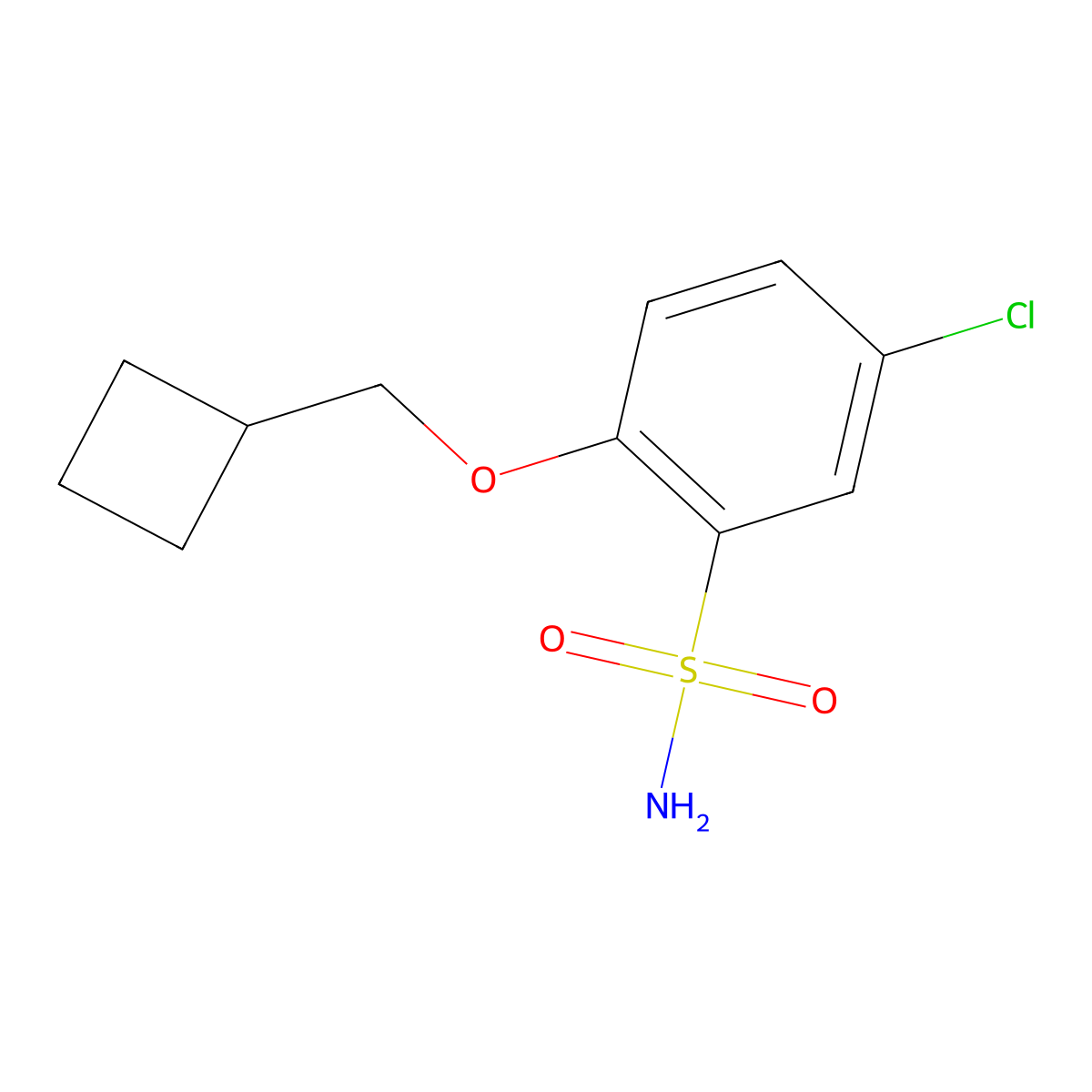 5-Chloro-2-(cyclobutylmethoxy)benzene-1-sulfonamide molecular structure, CAS 1498096-94-8