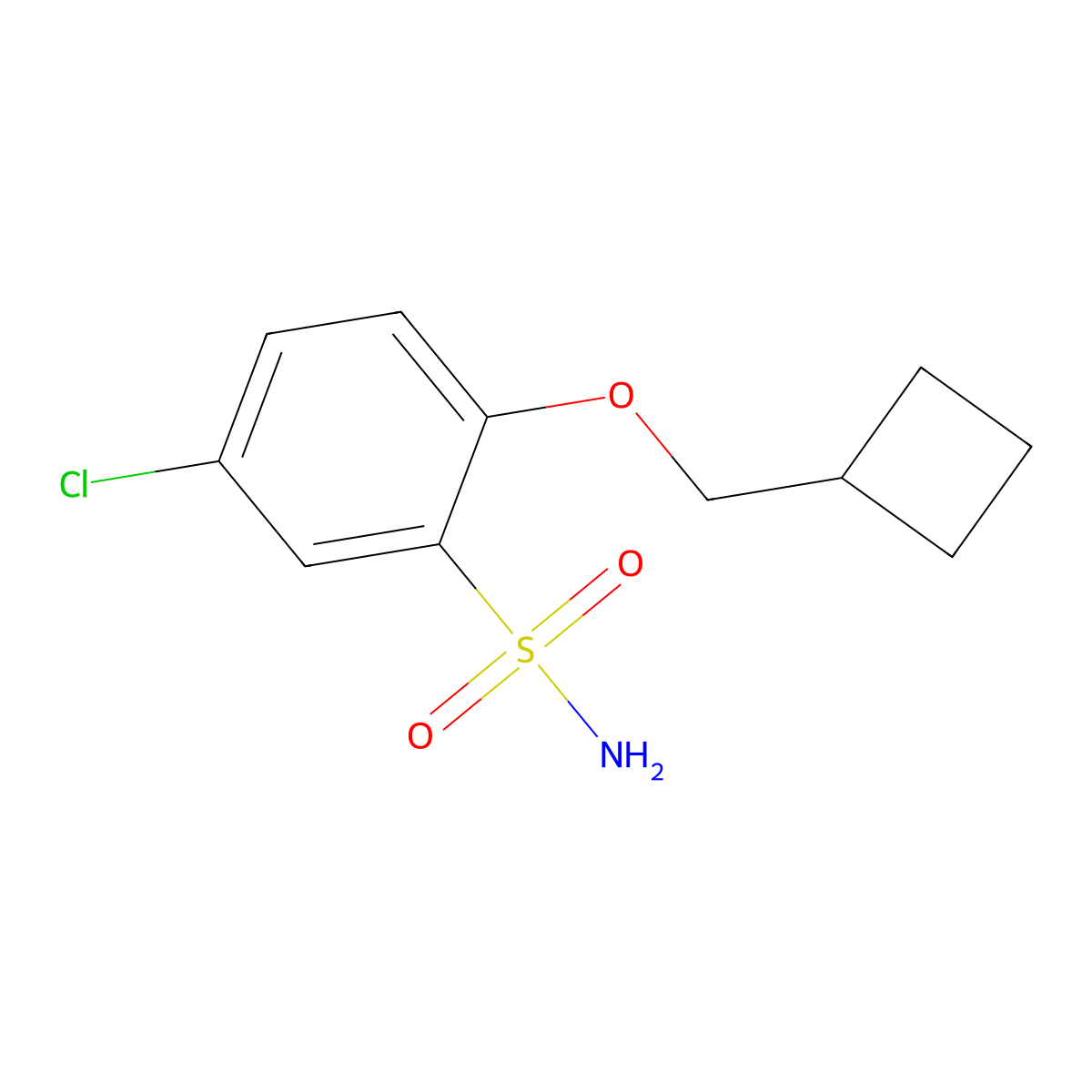 5-Chloro-2-(cyclobutylmethoxy)benzene-1-sulfonamide molecular structure, CAS 1498096-94-8