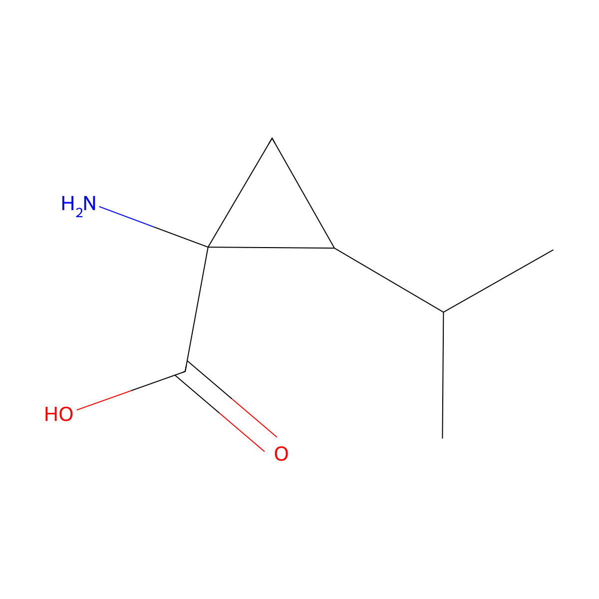 (1S,2S)-1-Amino-2-isopropylcyclopropanecarboxylic acid molecular structure, CAS 149811-52-9
