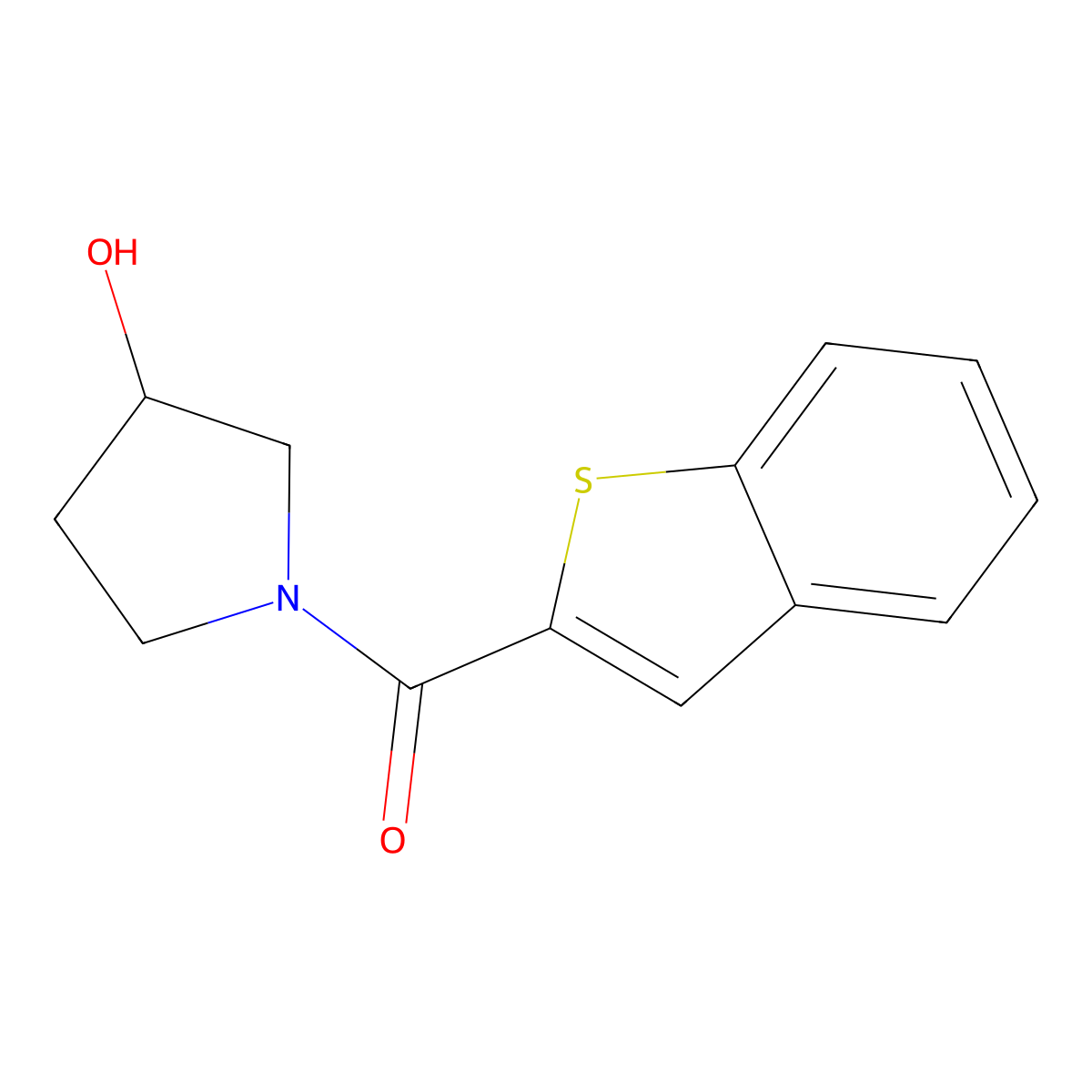 1-(1-Benzothiophene-2-carbonyl)pyrrolidin-3-ol molecular structure, CAS 1498112-55-2